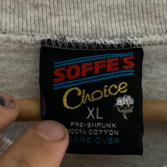 VTG 90s Rocky & Bullwinkle Fum Bull Football 1991 V-Neck T-Shirt 00 Soffe XL - Picture 2 of 4